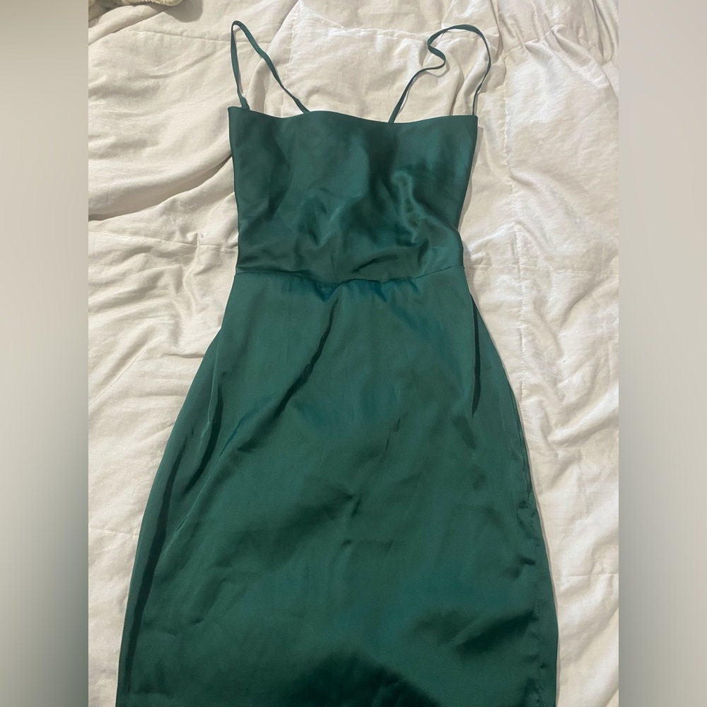 Fashion Nova Green Slip Midi Dress Spaghetti Strap Cocktail